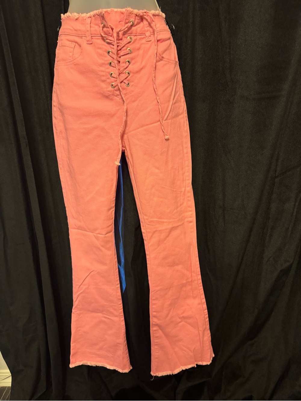 SHEIN Coral Lace-Up High Waist Flare Pants